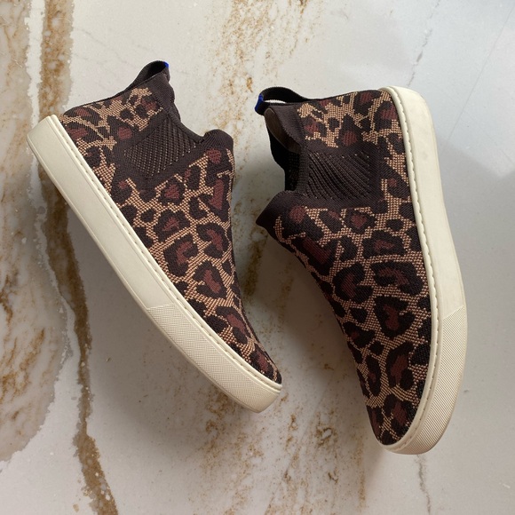 Rothy's Women's high top slip on sneaker Wildcat Leopard size 10.5 - Picture 2 of 8
